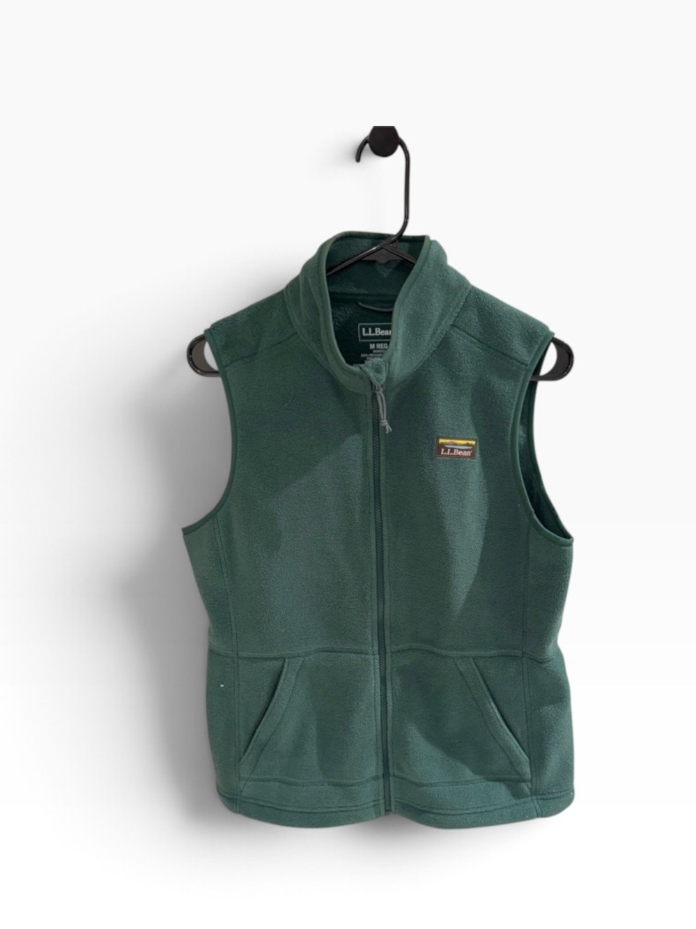 L.L.Bean Women's M Regular Green Full Zip Vest w/ Pockets, Logo